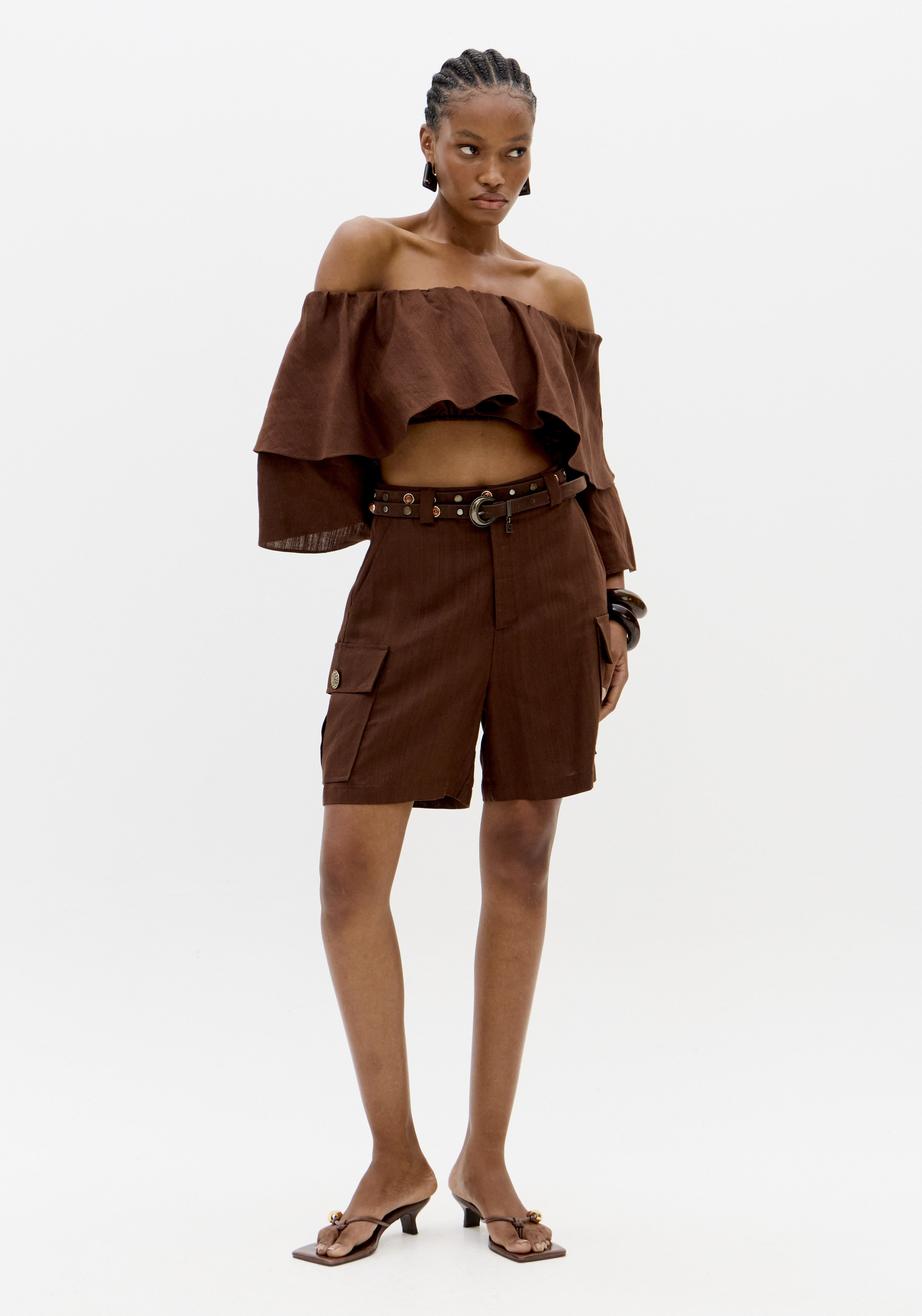 Calções Compridos Castanho - Lança Perfume 1