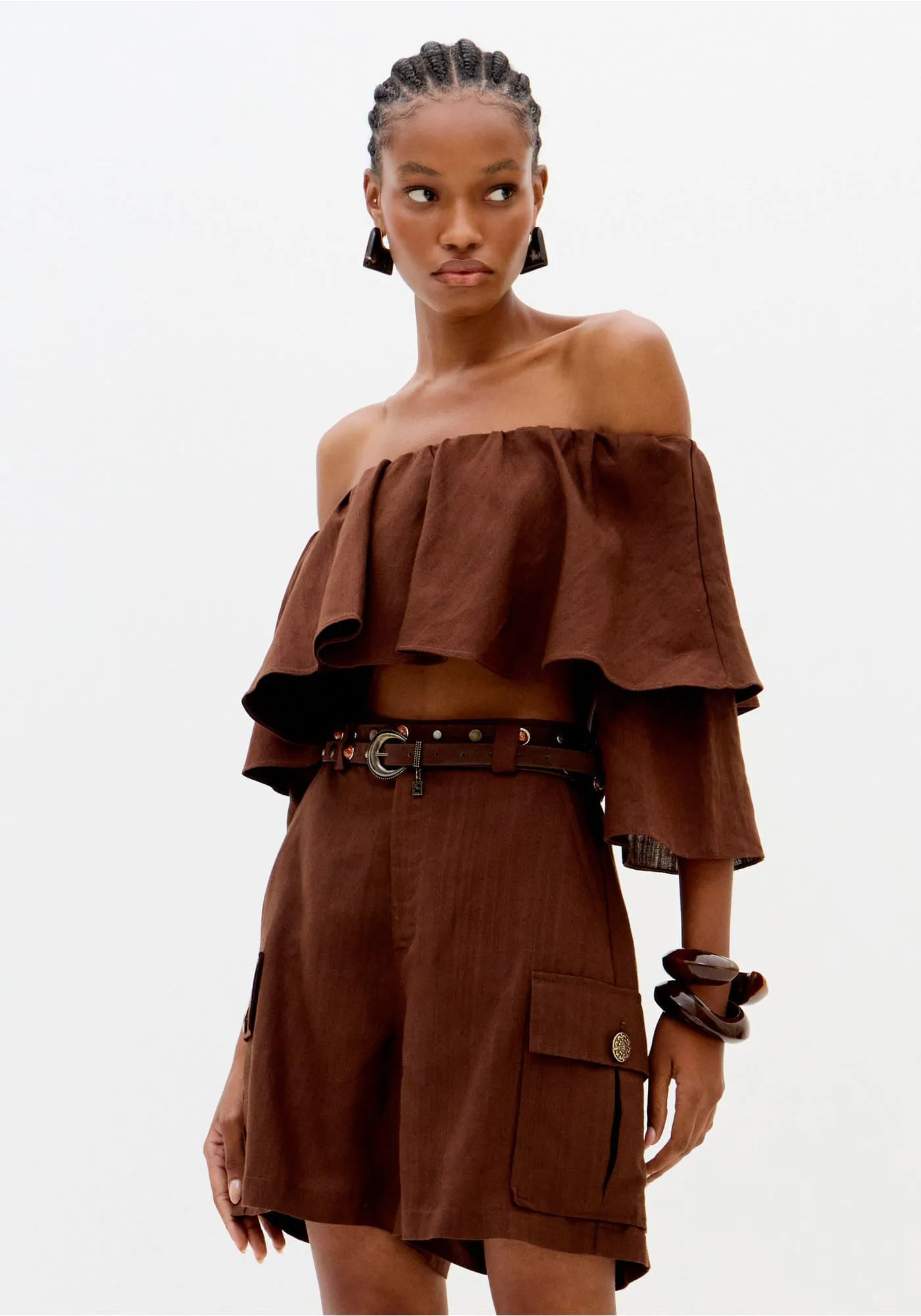 Calções Compridos Castanho - Lança Perfume 7