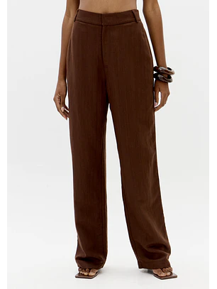 Calças Largas Linho Castanho - Lança Perfume 