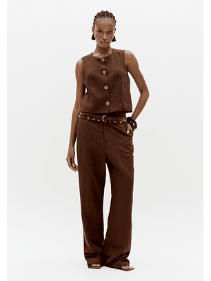 Colete em Linho Castanho - Lança Perfume