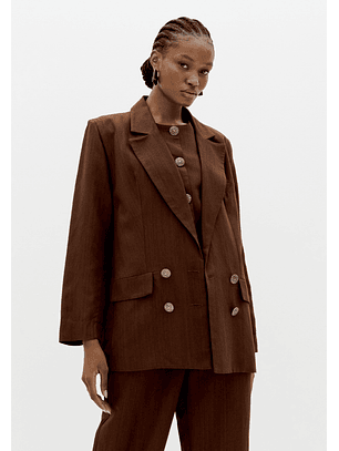 Blazer em Linho Castanho - Lança Perfume