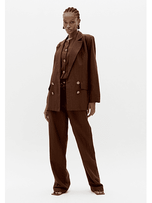 Blazer em Linho Castanho - Lança Perfume