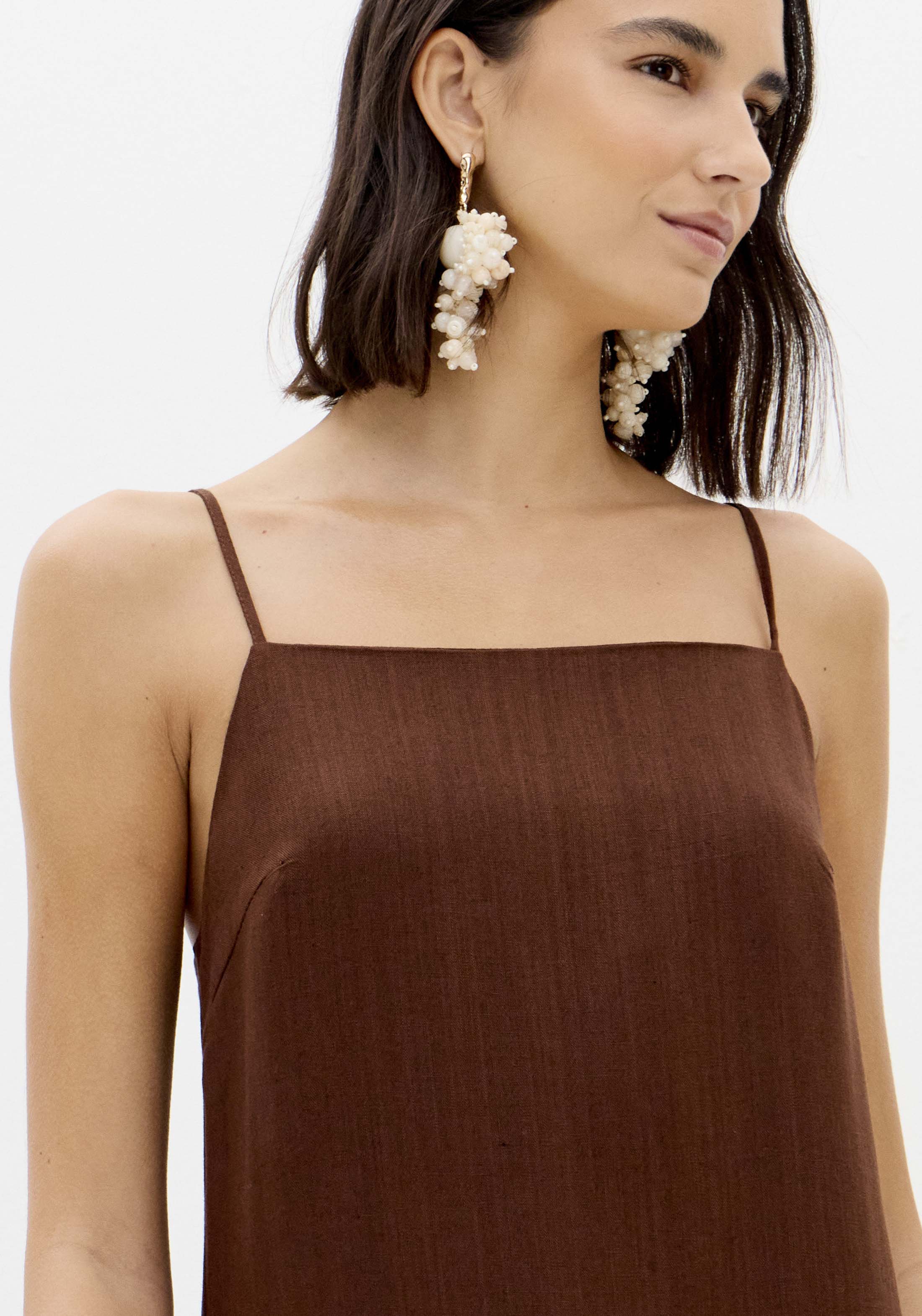 Vestido Comprido de Alças Castanho - Lança Perfume  5