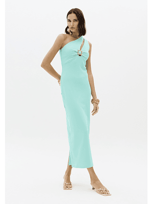 Vestido Comprido Canelado Turquesa - Lança Perfume