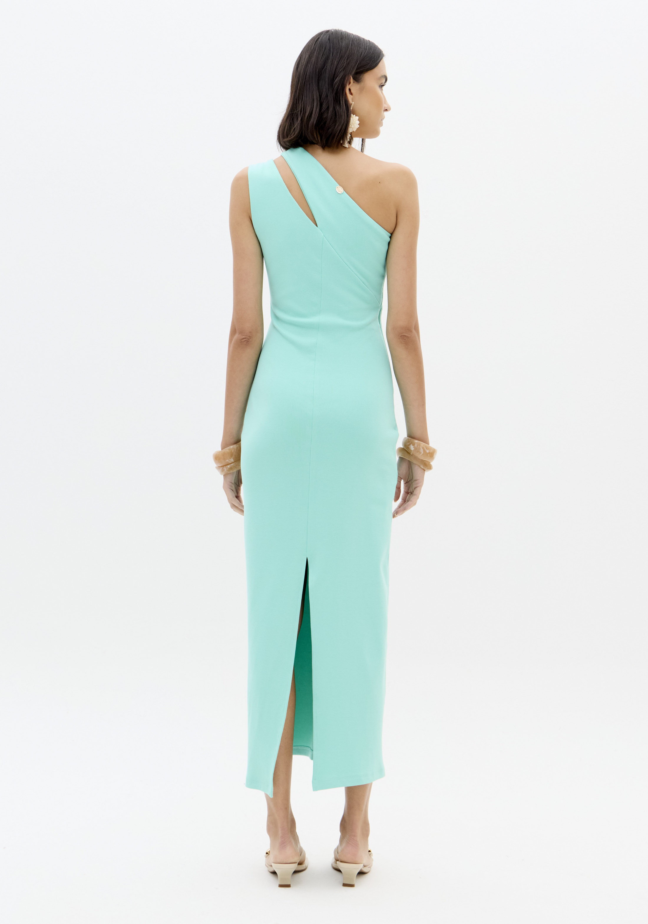 Vestido Comprido Canelado Turquesa - Lança Perfume 2