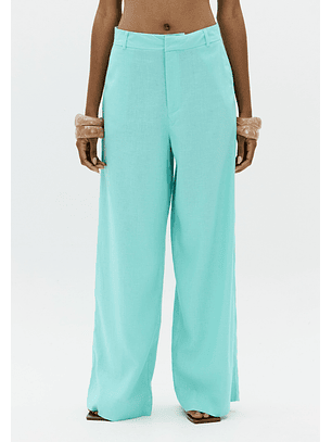 Calças Largas em Linho Turquesa - Lança Perfume