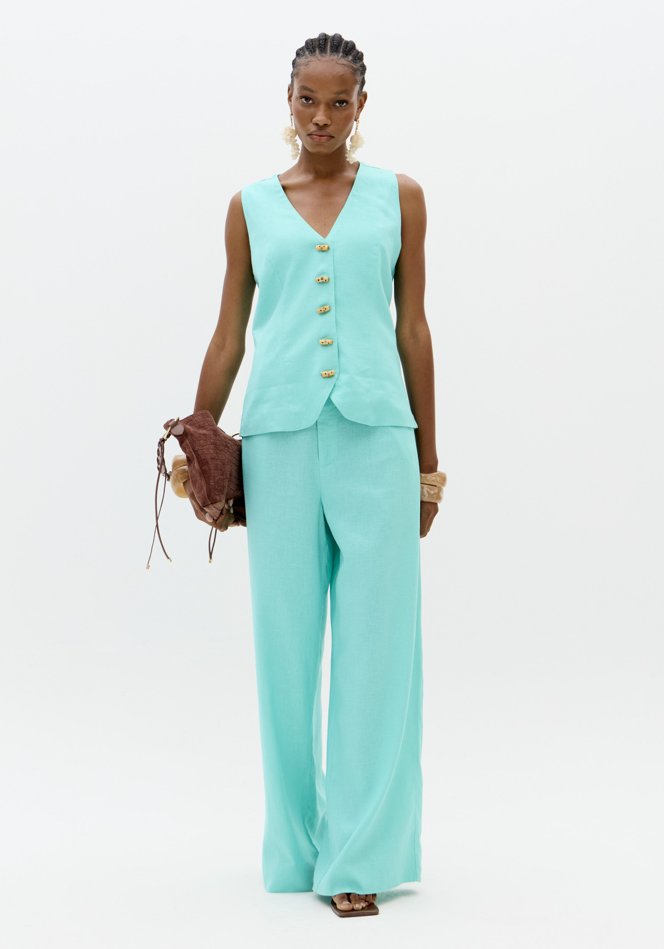 Colete em Linho Turquesa - Lança Perfume 2