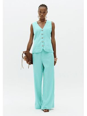 Colete em Linho Turquesa - Lança Perfume