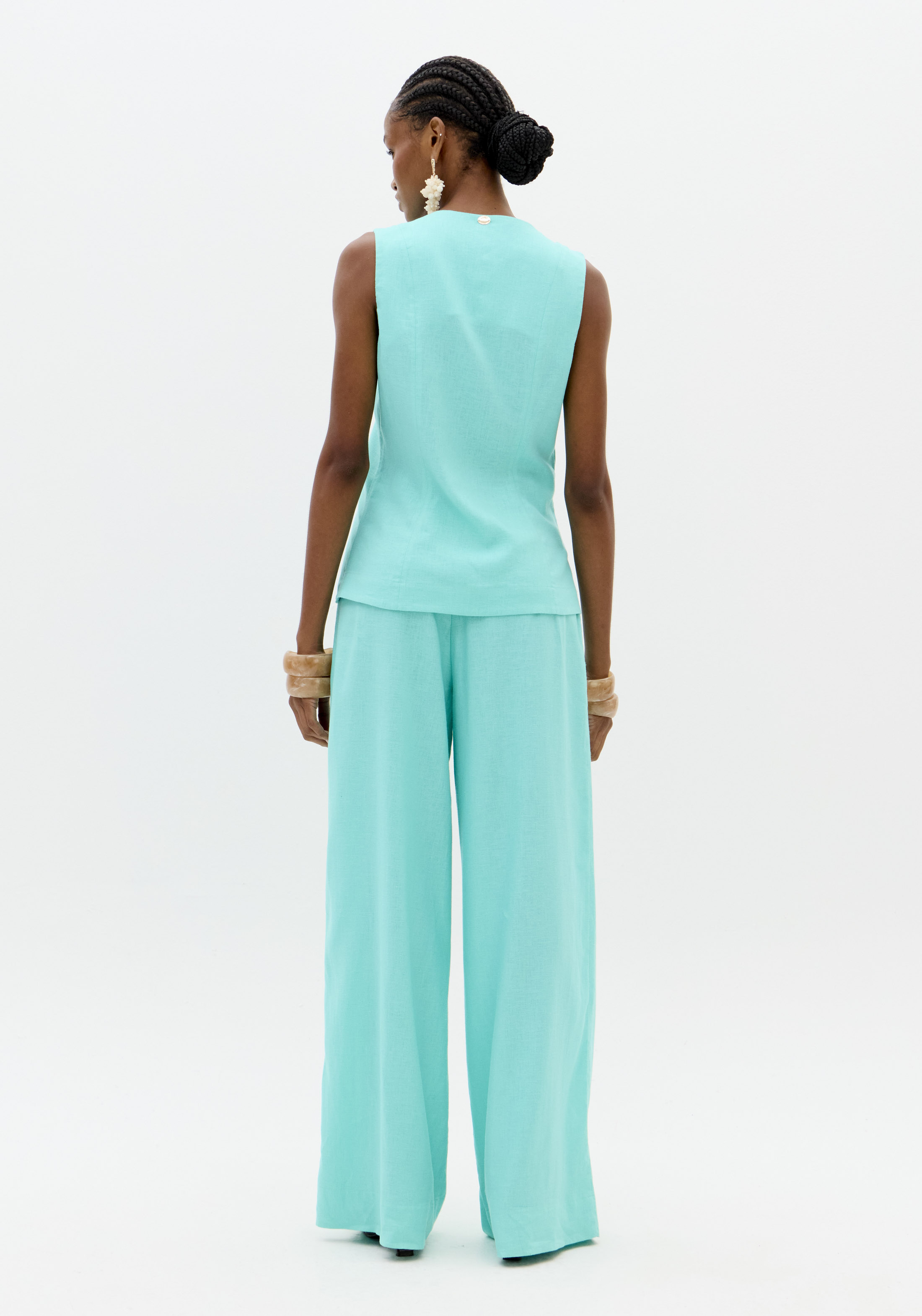 Colete em Linho Turquesa - Lança Perfume 6