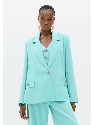 Blazer em Linho Turquesa - Lança Perfume 