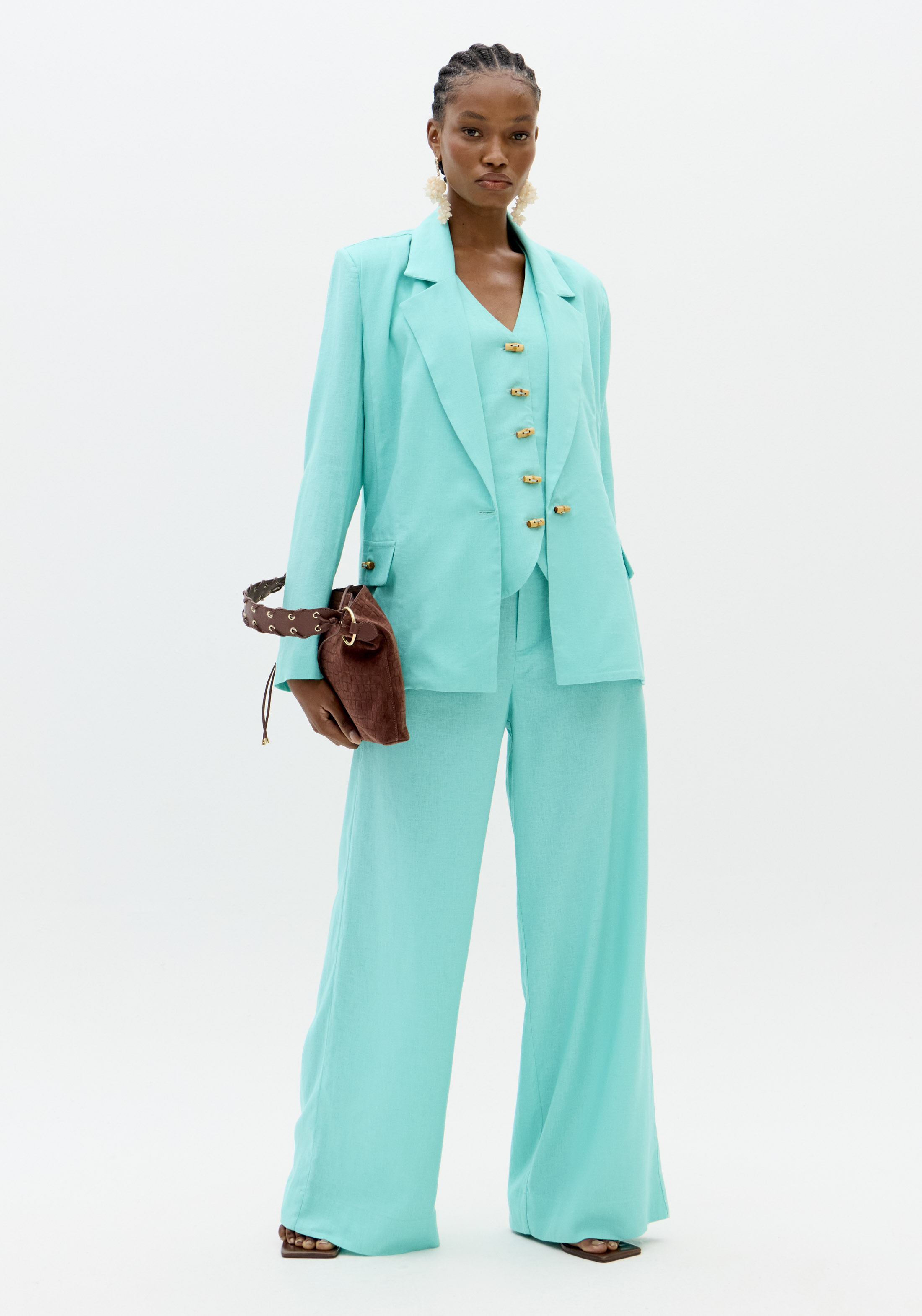 Blazer em Linho Turquesa - Lança Perfume  7