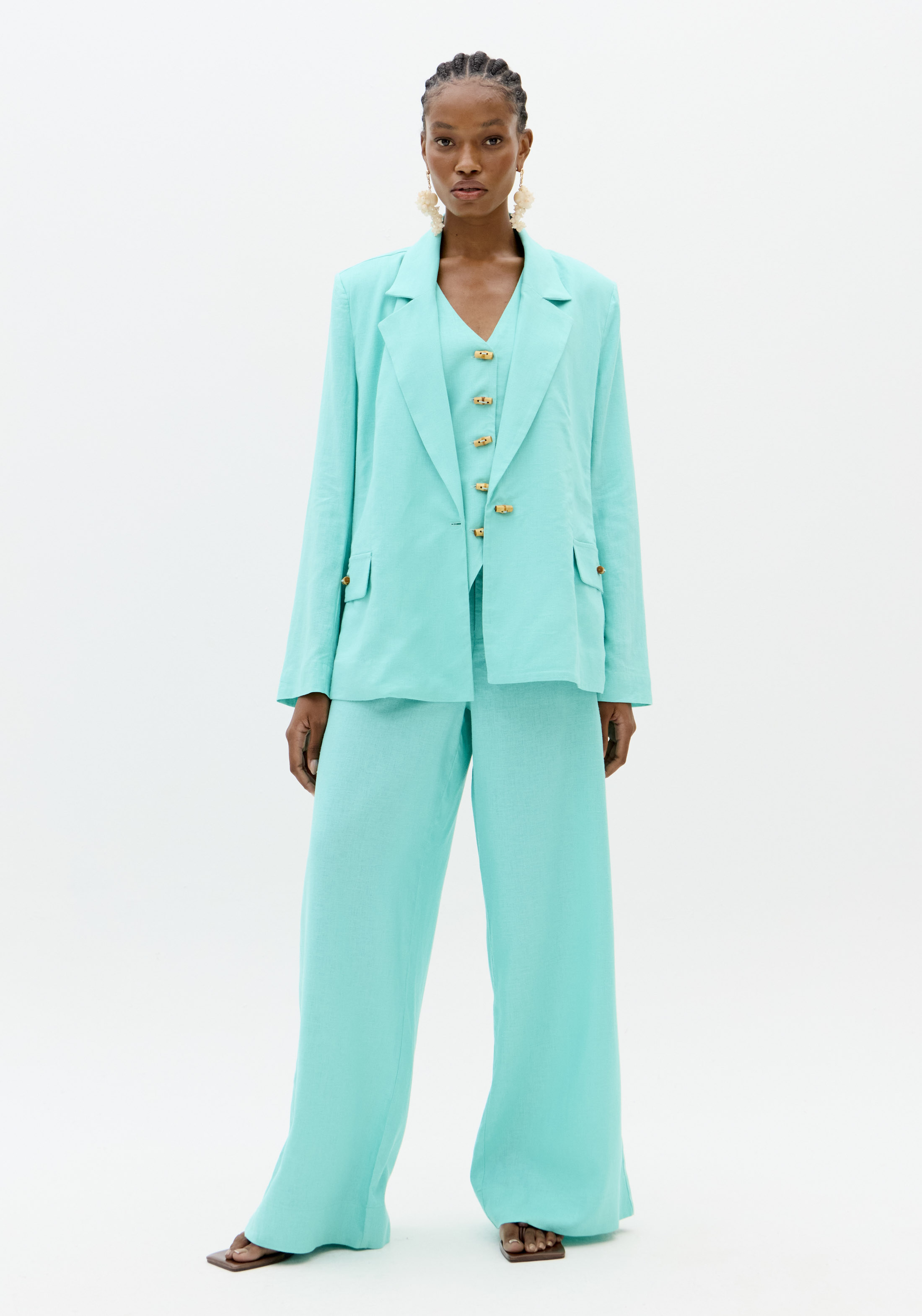 Blazer em Linho Turquesa - Lança Perfume  2