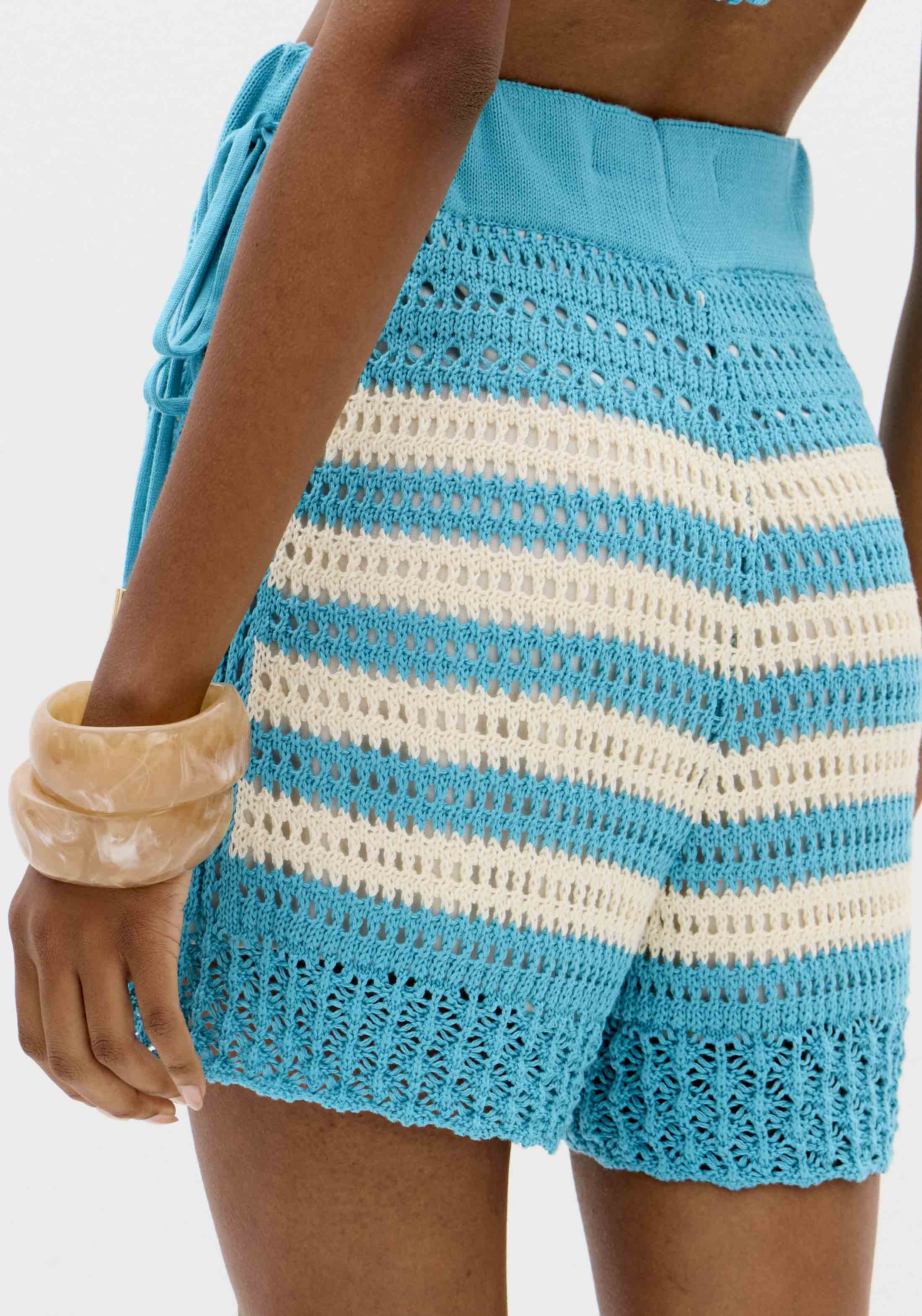 Calções Tricô Turquesa e Bege - Lança Perfume 5