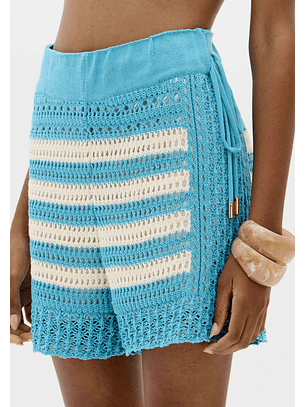 Calções Tricô Turquesa e Bege - Lança Perfume