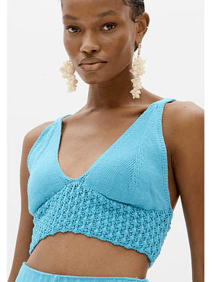 Top em Tricô Turquesa - Lança Perfume