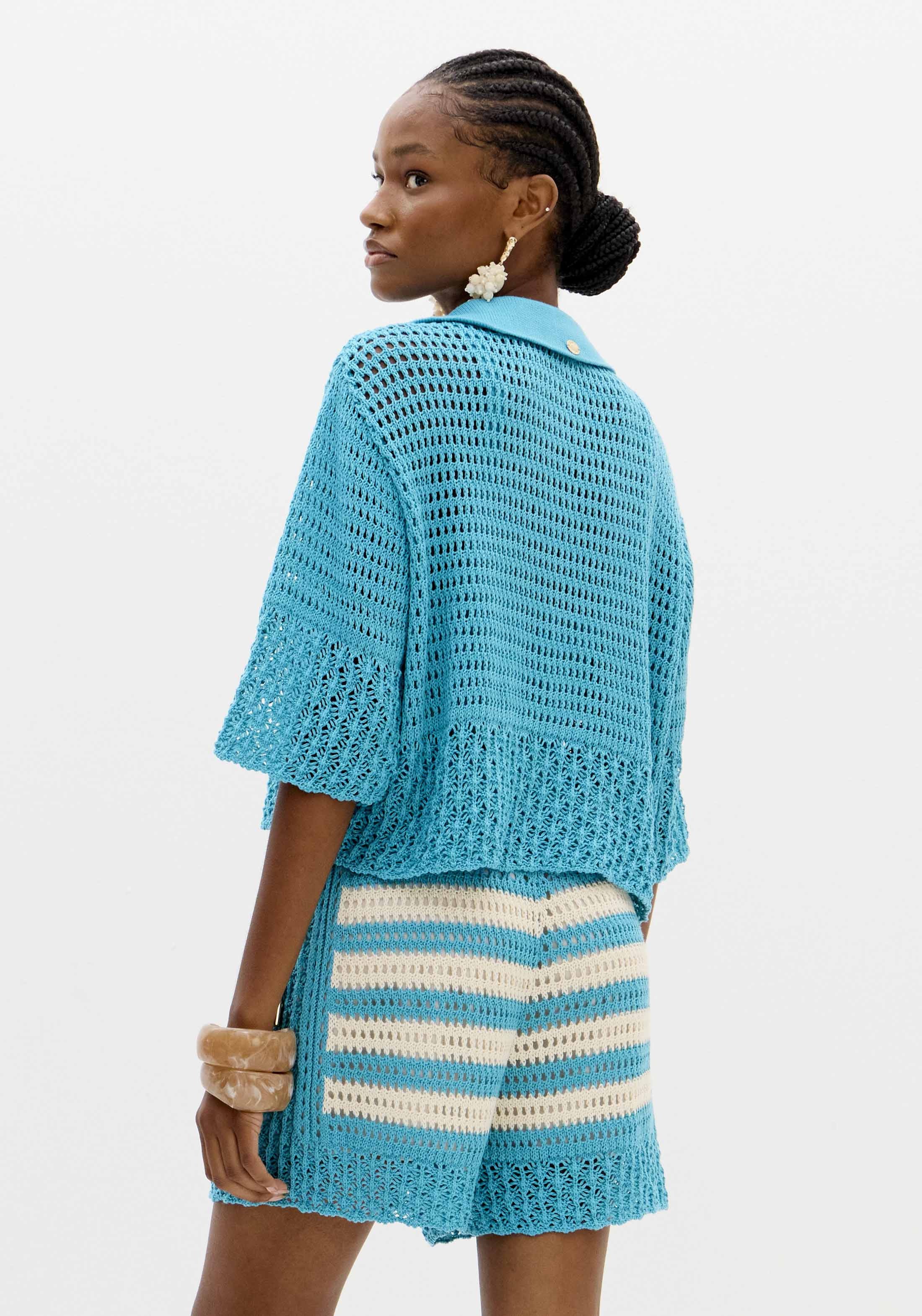 Camisa em Tricô Turquesa - Lança Perfume  3