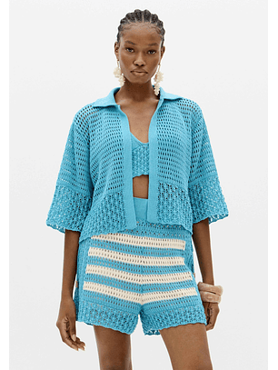 Camisa em Tricô Turquesa - Lança Perfume 