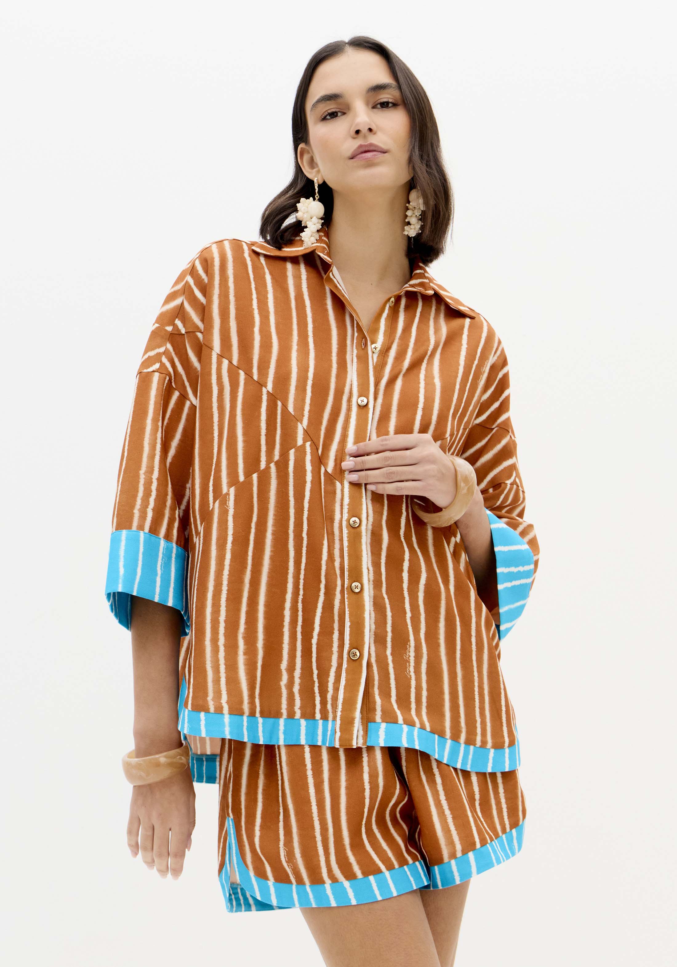 Camisa Riscas Laranja - Lança Perfume 1