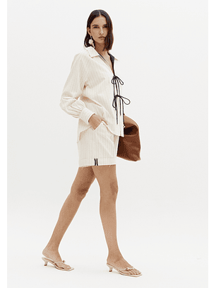 Calções Bege e Risca Azul - Lança Perfume