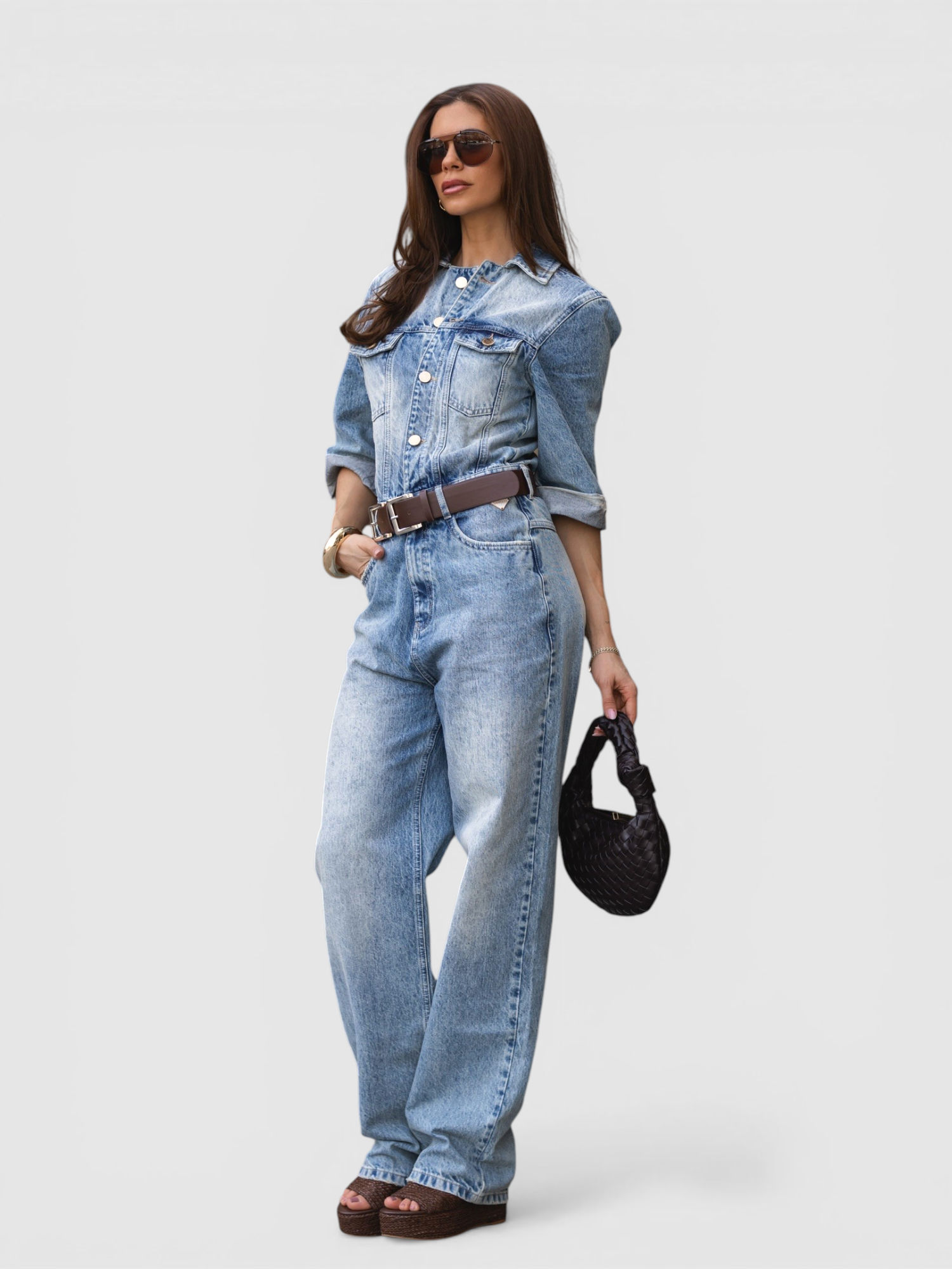 Macacão em Denim com Cinto Ganga - SAHOCO  2