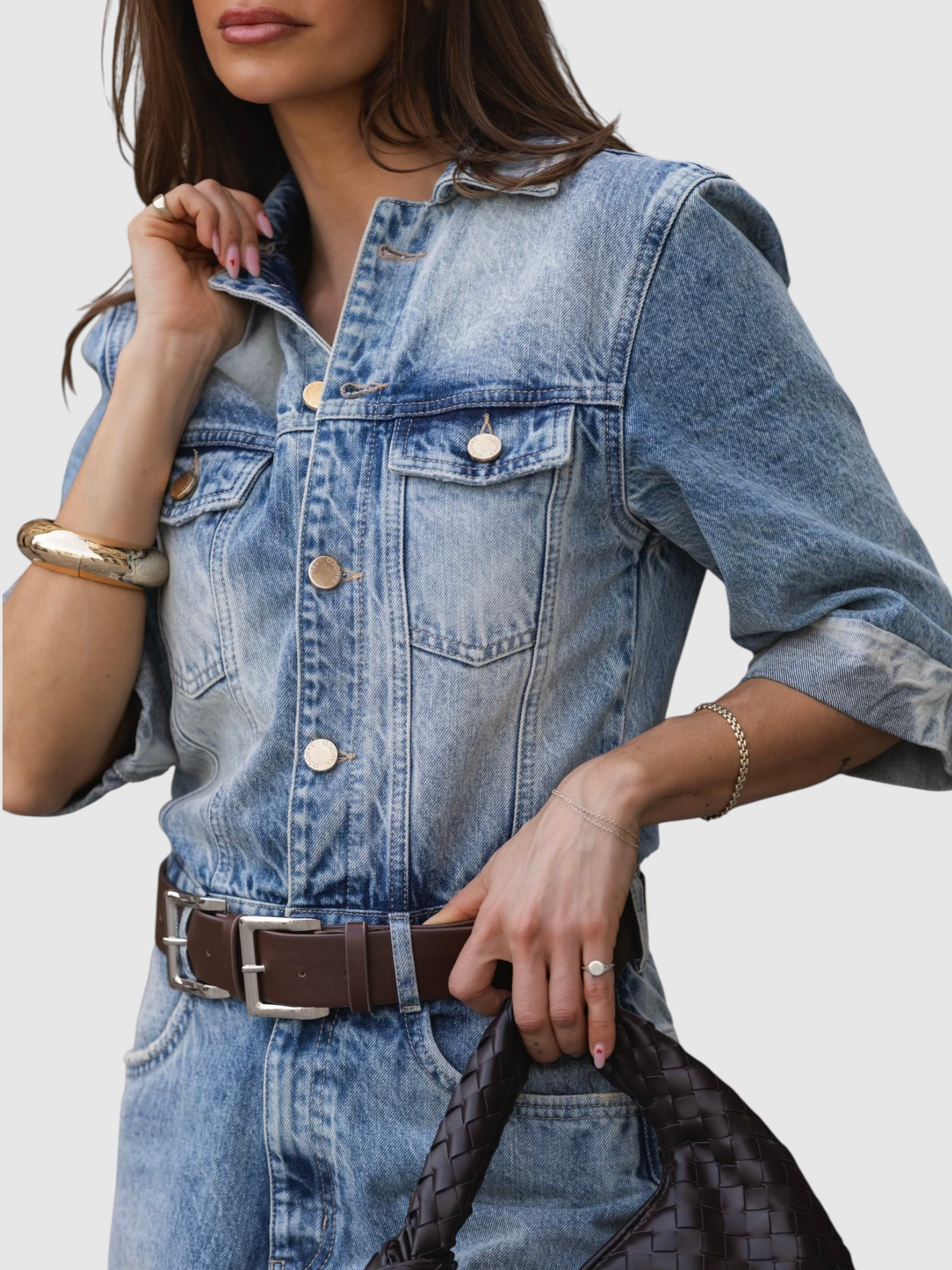 Macacão em Denim com Cinto Ganga - SAHOCO  3