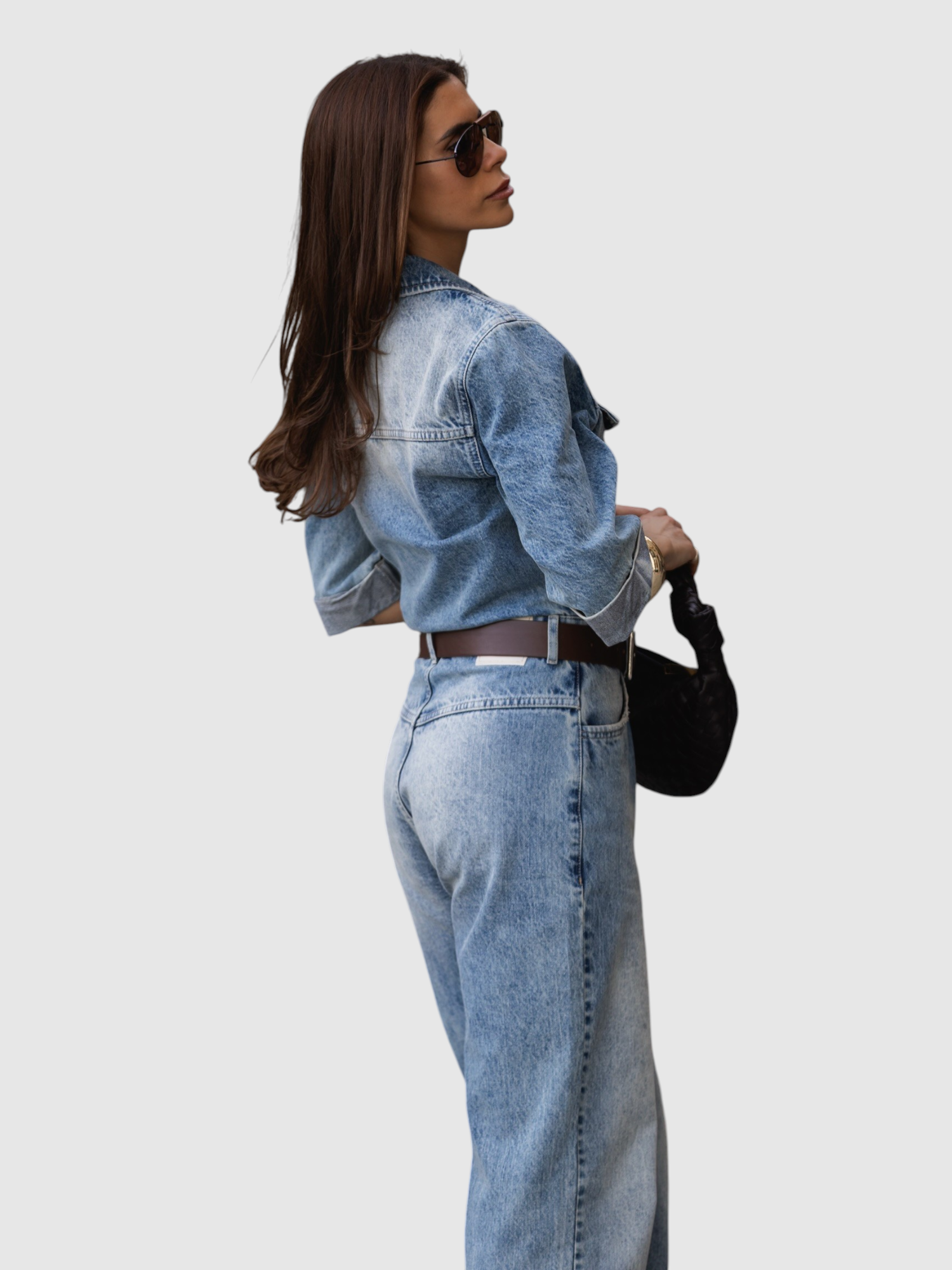 Macacão em Denim com Cinto Ganga - SAHOCO  4