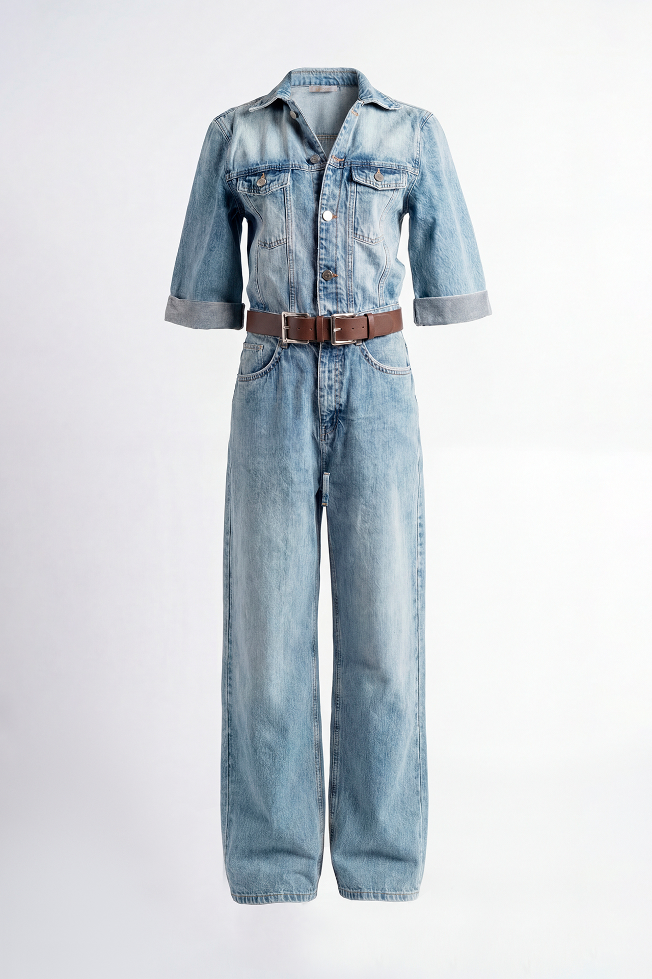 Macacão em Denim com Cinto Ganga - SAHOCO  6