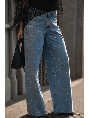 Calças Wide Leg com Strass Ganga - SAHOCO 