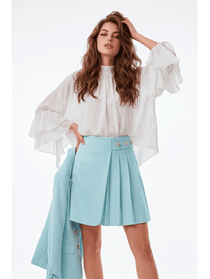 Saia com Pregas Azul - SAHOCO