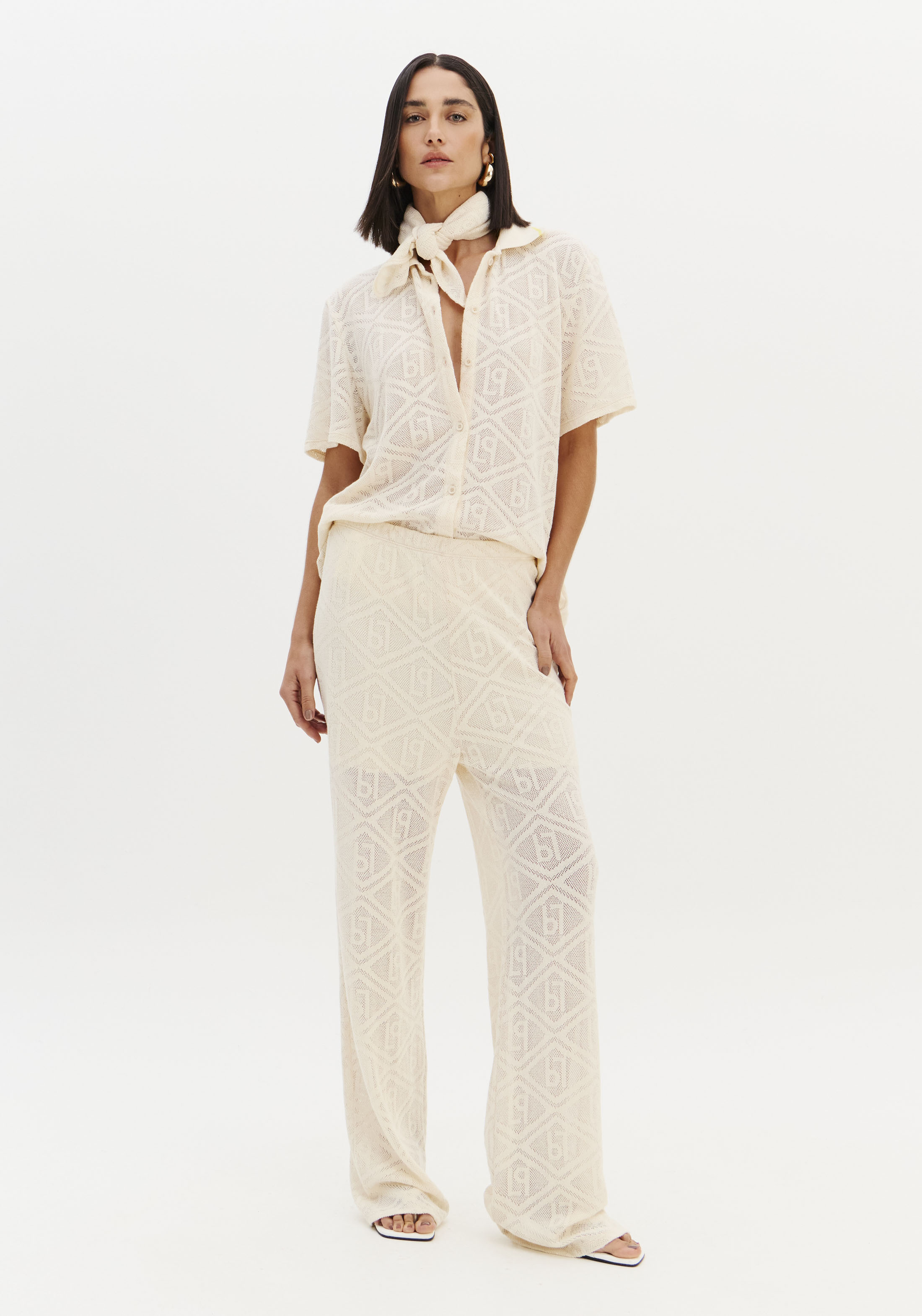 Calças em Rede Bege - Lança Perfume 2