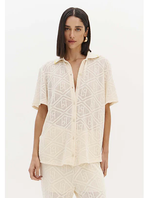 Camisa em Rede Bege - Lança Perfume