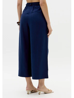 Calças em Linho Azul Escuro - Lança Perfume 