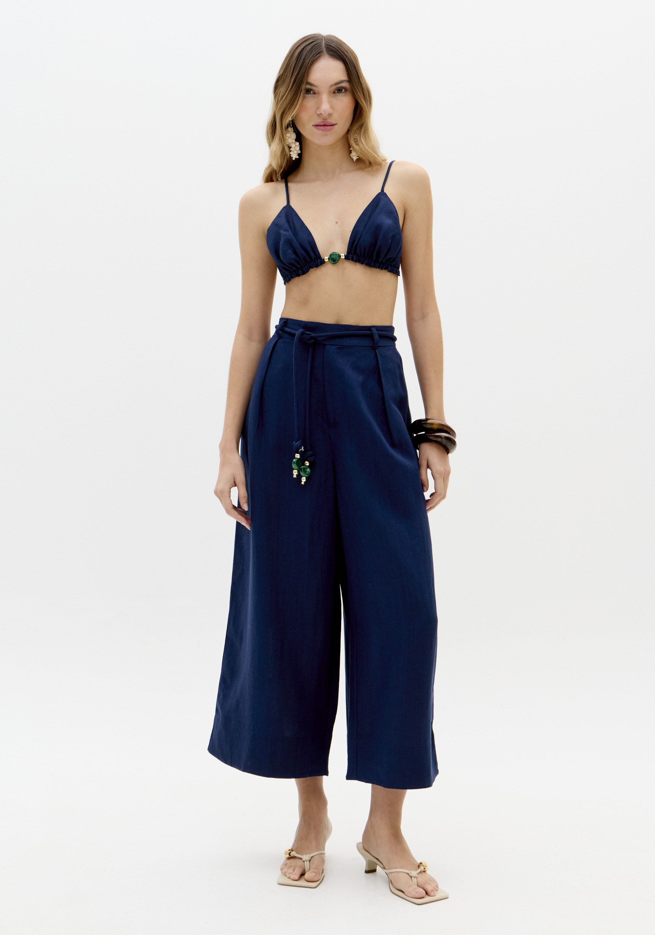 Top em Linho Azul Escuro - Lança Perfume  2