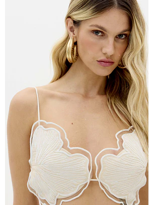 Top Flores Acetinado Creme - Lança Perfume