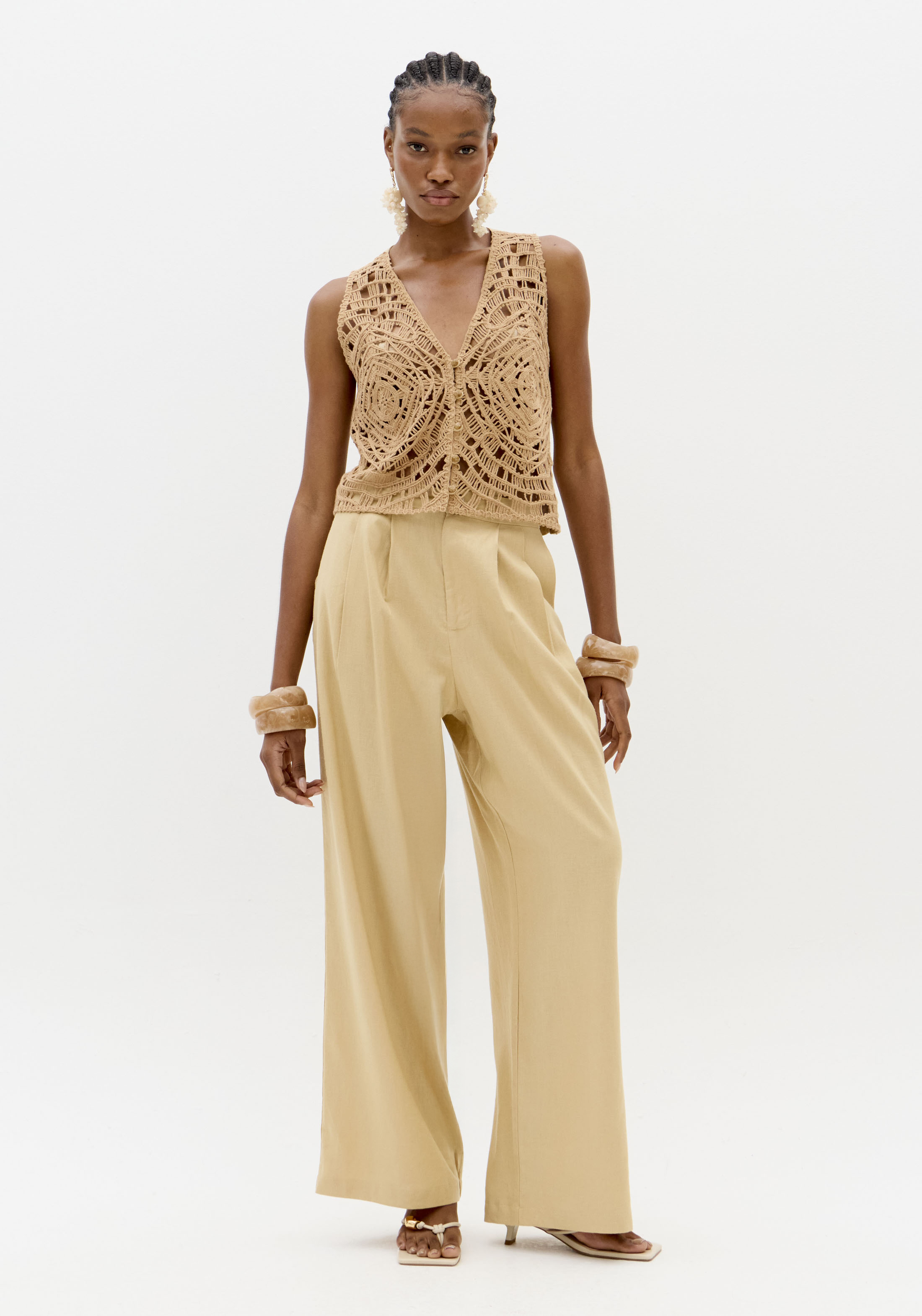 Calças Largas CROASSAINT Bege - Lança Perfume  2