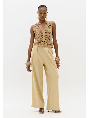 Colete em Crochê Bege - Lança Perfume