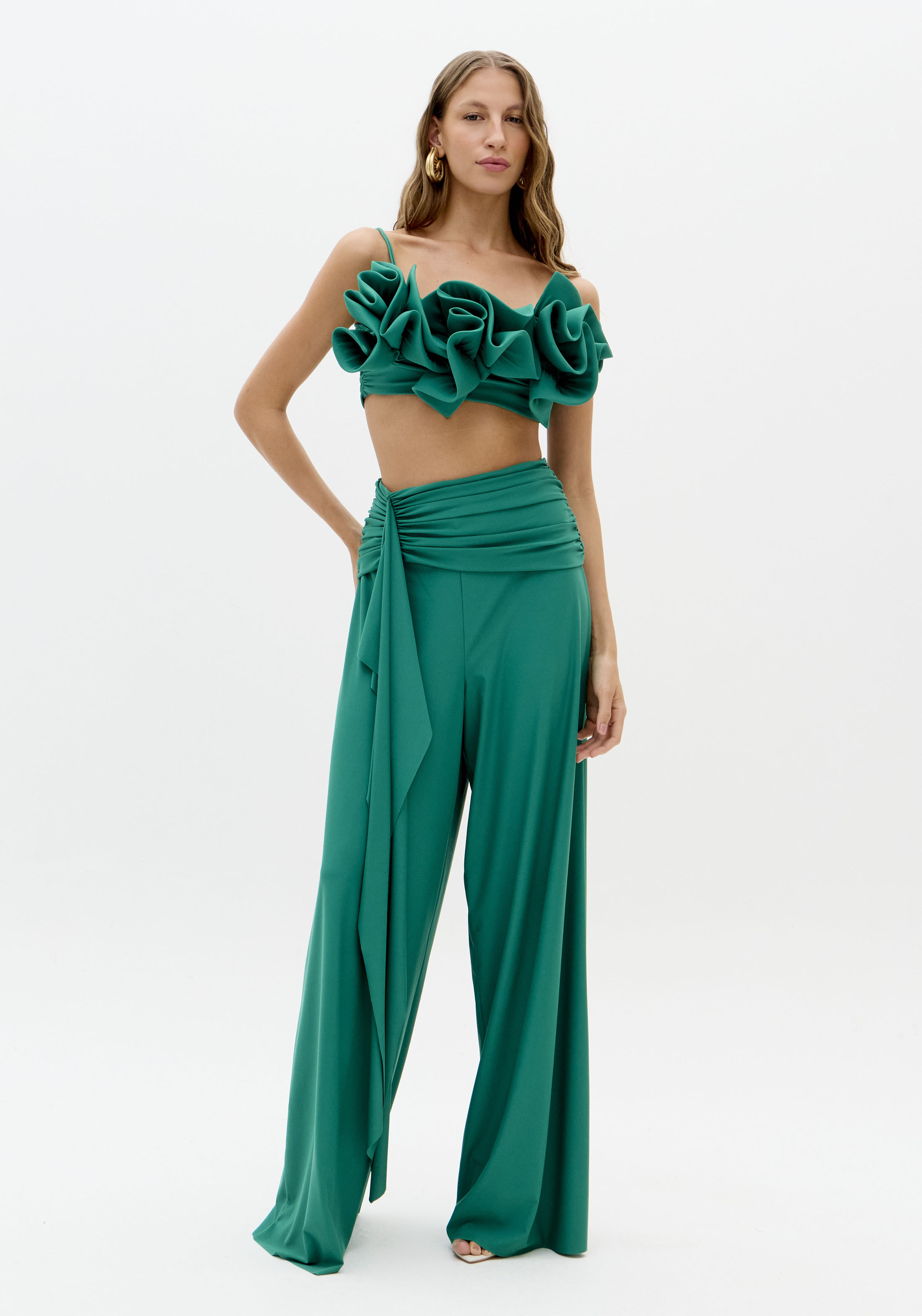 Calças Largas em Malha Fria Verde - Lança Perfume 2