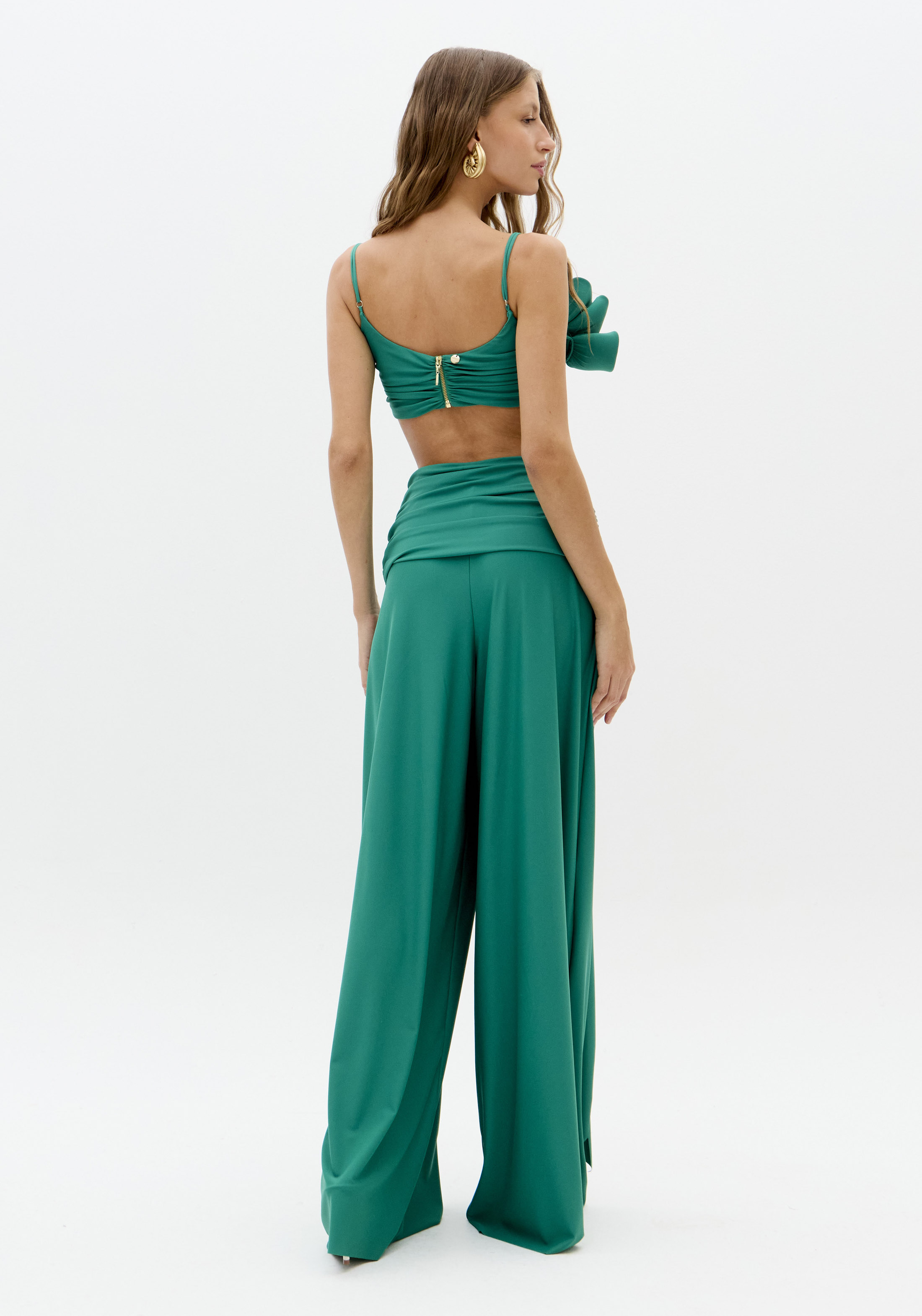 Calças Largas em Malha Fria Verde - Lança Perfume 3