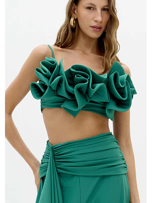 Top de Alças com Flores Verde - Lança Perfume