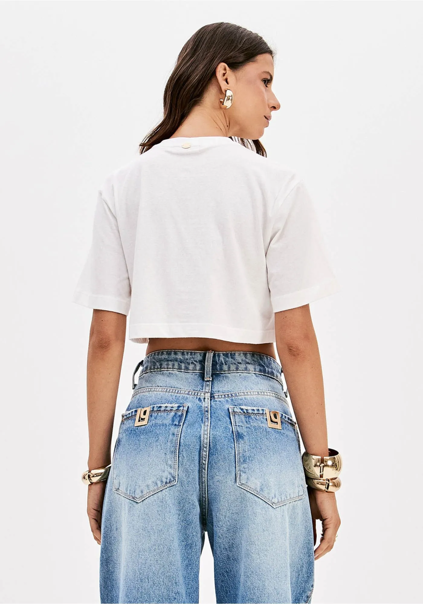 T-shirt com Pendentes LP Dourado Branco - Lança Perfume 4