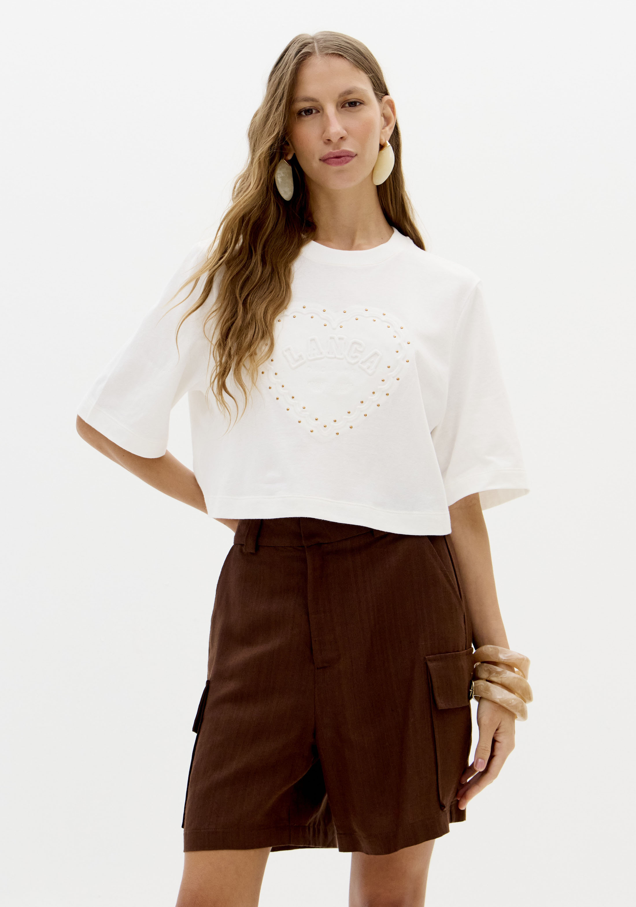 T-shirt Curta Coração Branco - Lança Perfume 1