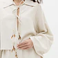 Camisa em Linho com Laçada Bege - Lança Perfume  - thumbnail 7