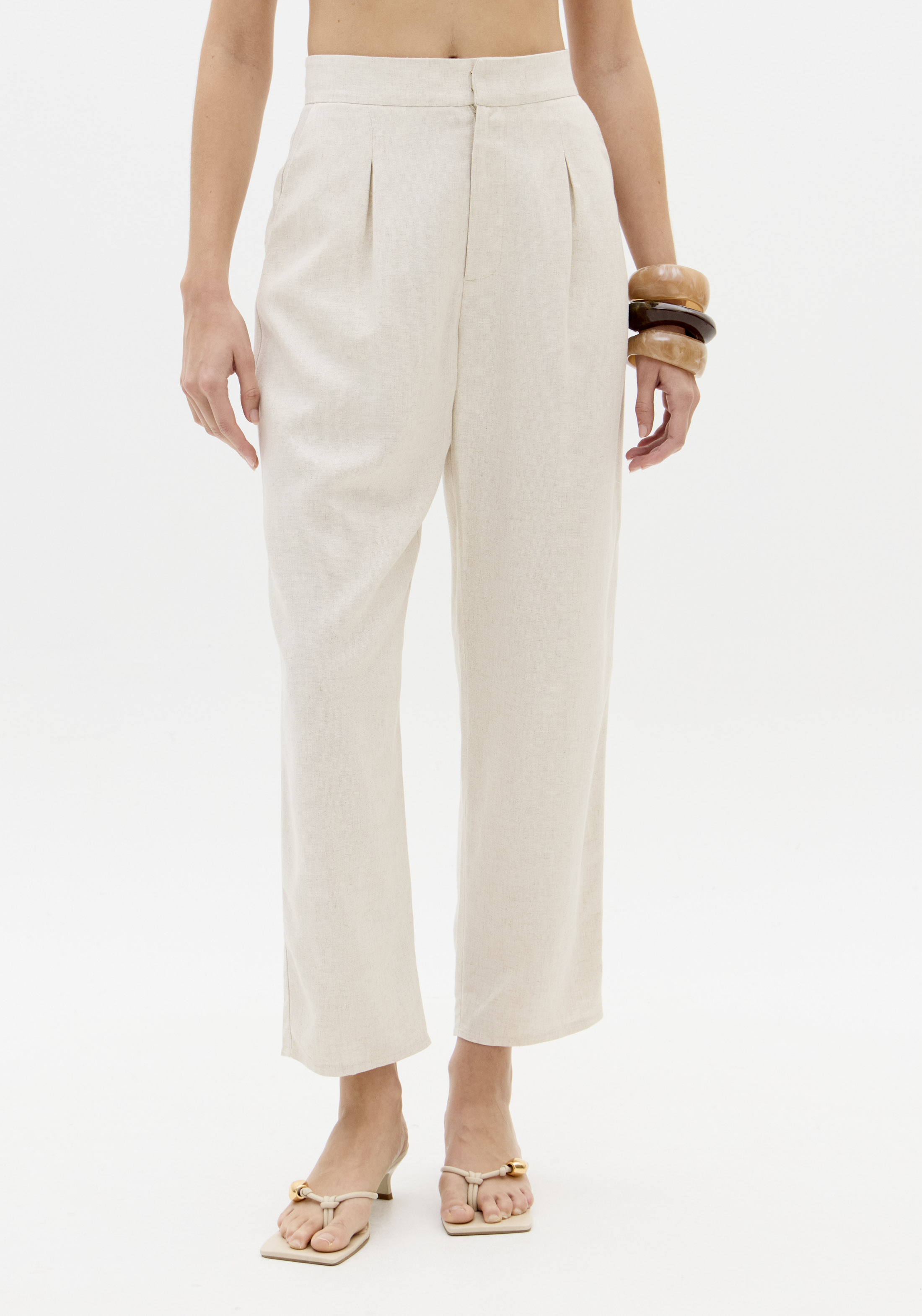 Calças em Linho Bege - Lança Perfume  1