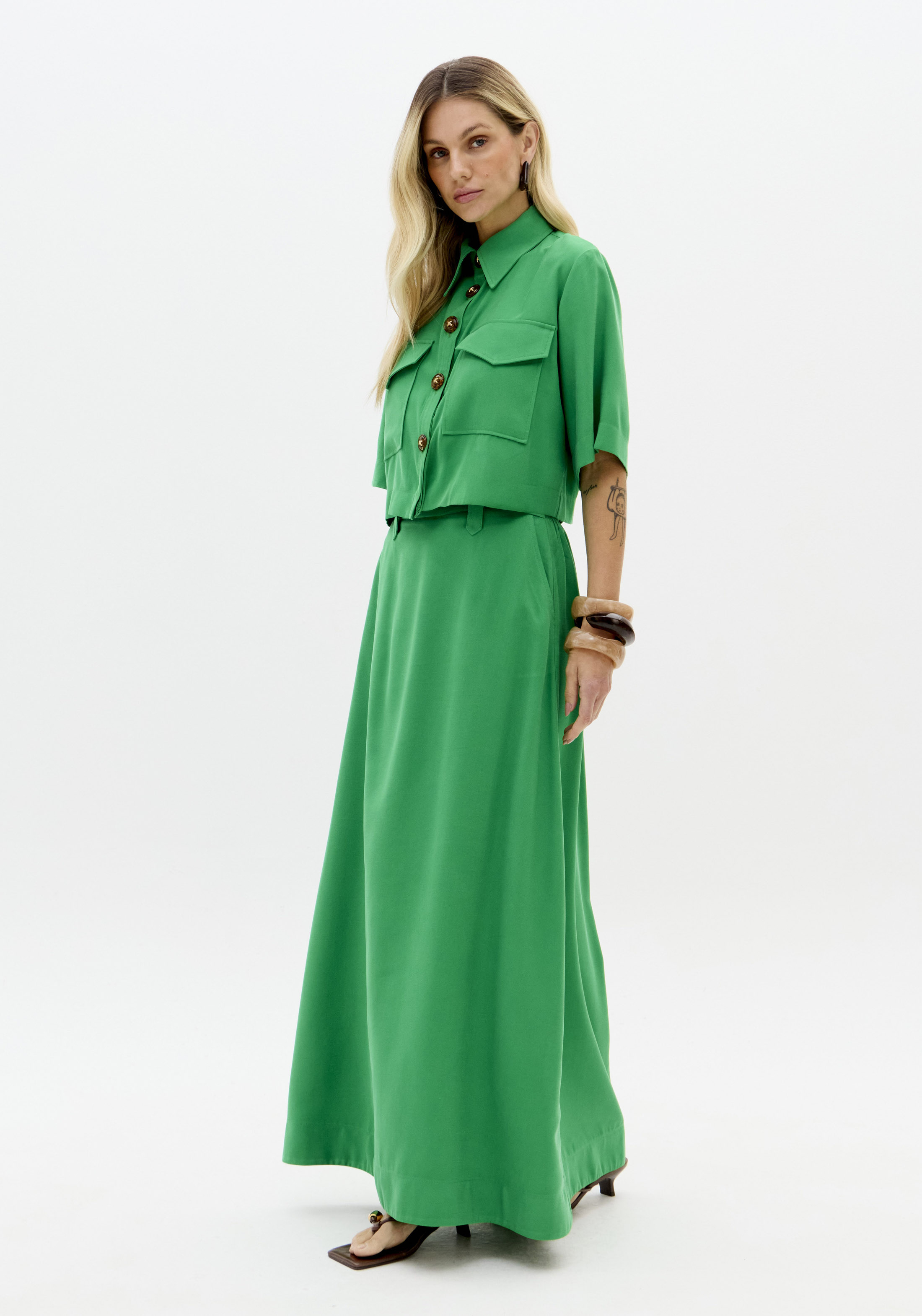 Saia Comprida Verde Salsa - Lança Perfume  2