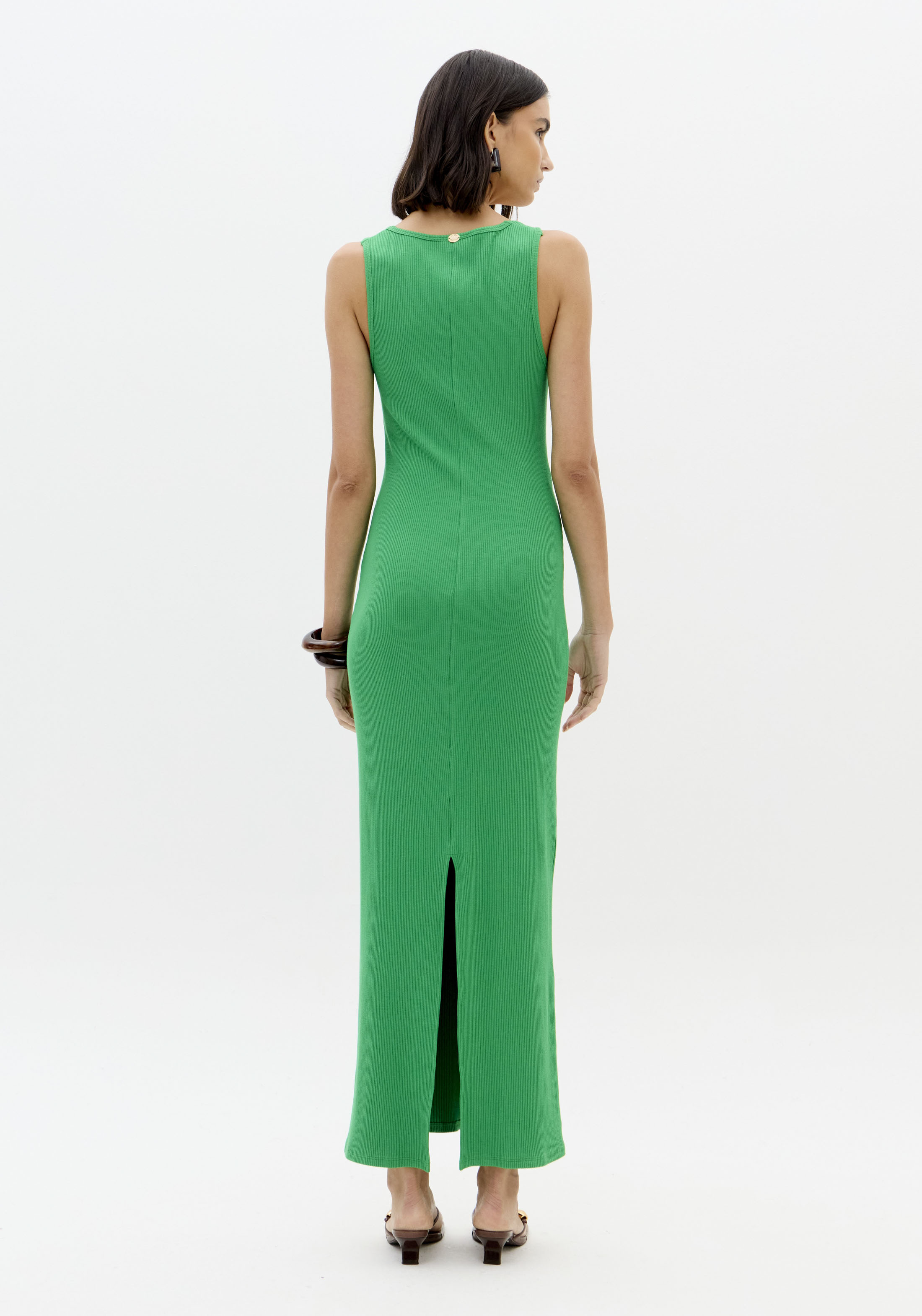 Vestido Comprido Canelado Verde - Lança Perfume  2