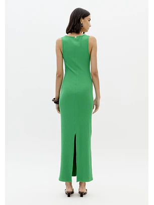 Vestido Comprido Canelado Verde - Lança Perfume 