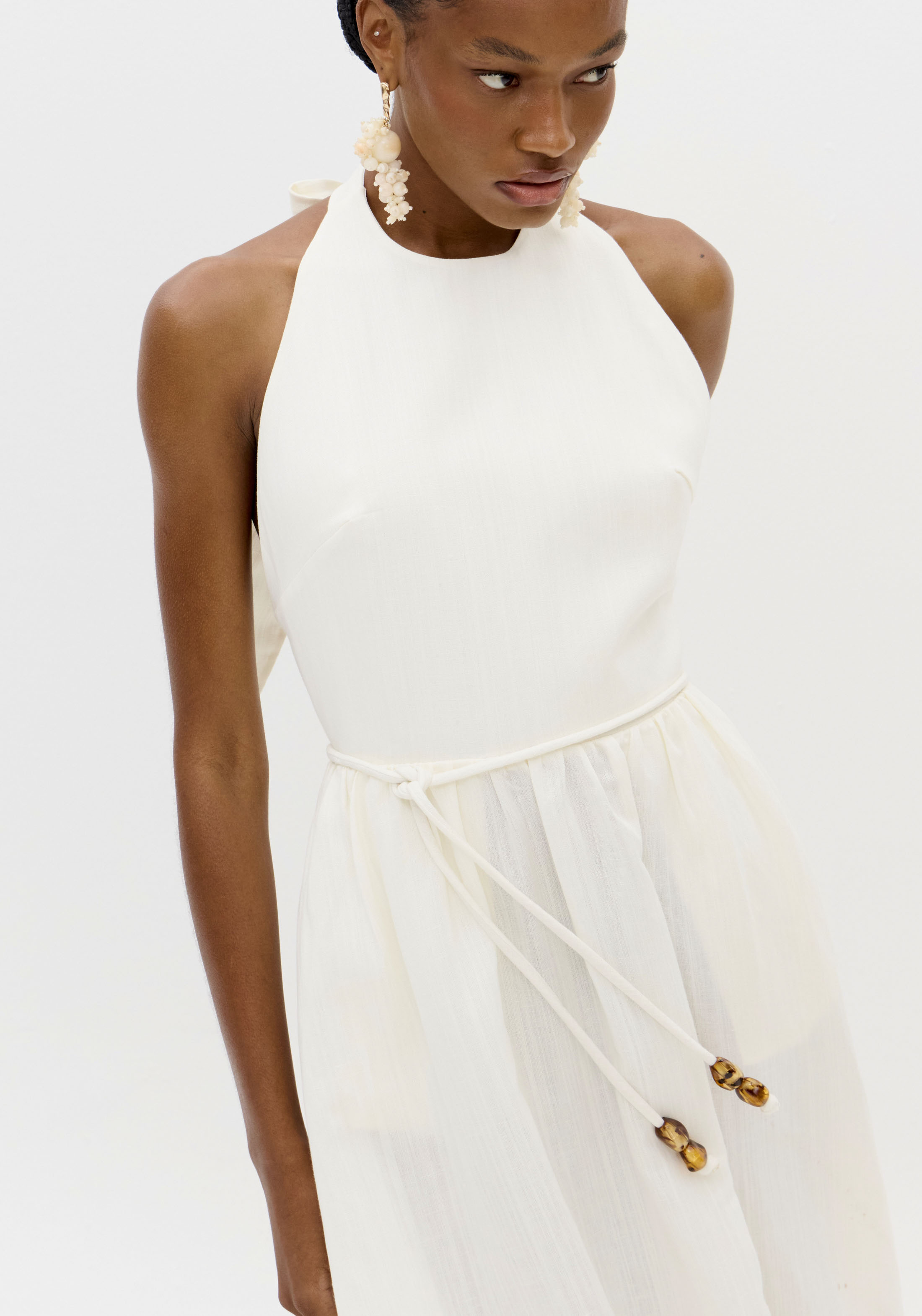 Vestido Comprido Branco e Bege - Lança Perfume 3