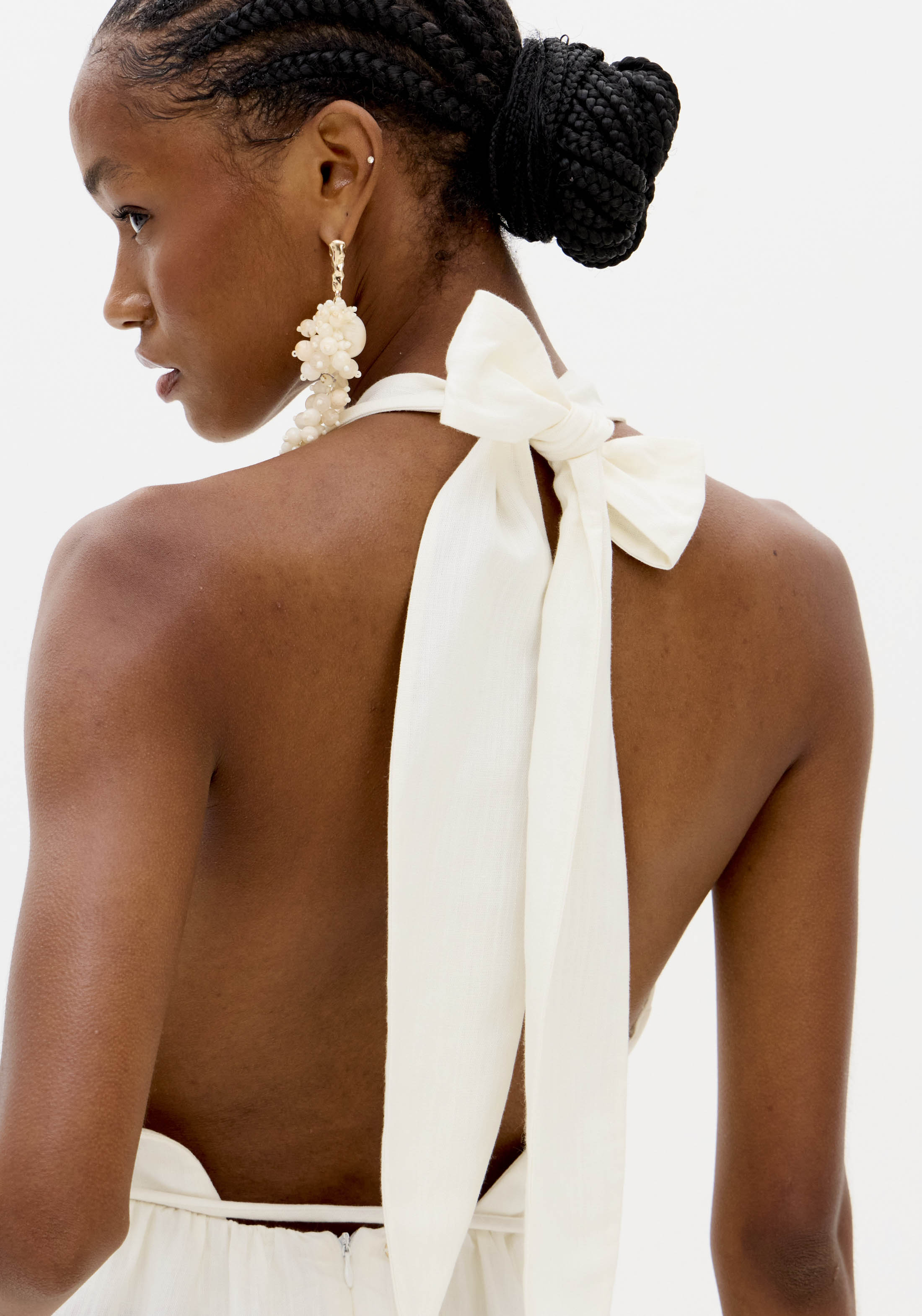 Vestido Comprido Branco e Bege - Lança Perfume 5