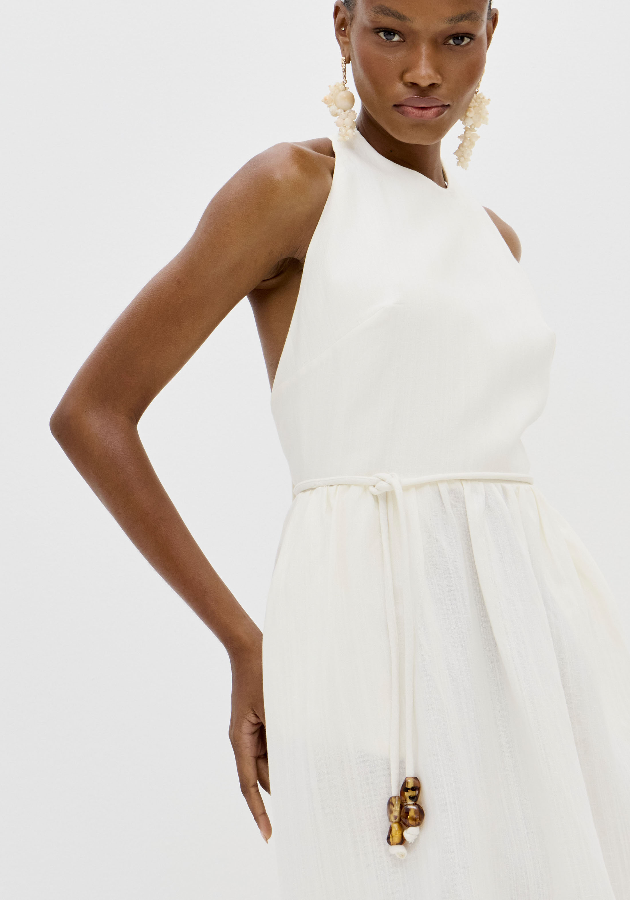 Vestido Comprido Branco e Bege - Lança Perfume 7