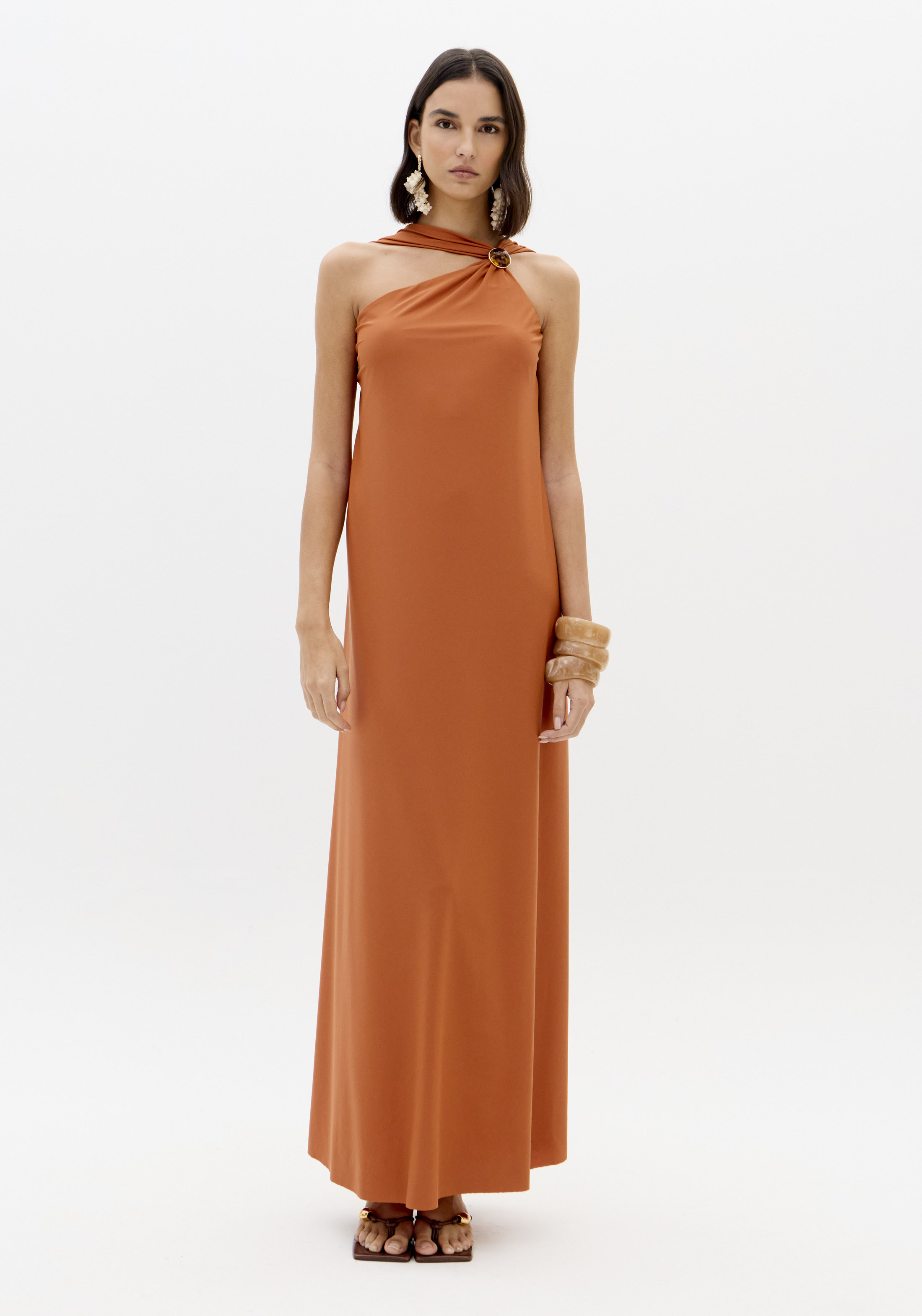 Vestido Comprido em Malha Fria Argila - Lança Perfume  1